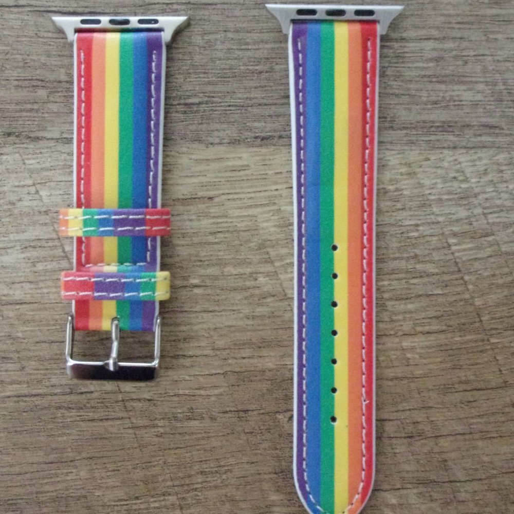 42mm Rainbow Leather Watch Band S/M